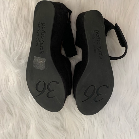 Pedro Garcia Black Suede Wedge Platform Sandals - Size 36 - Picture 3 of 6